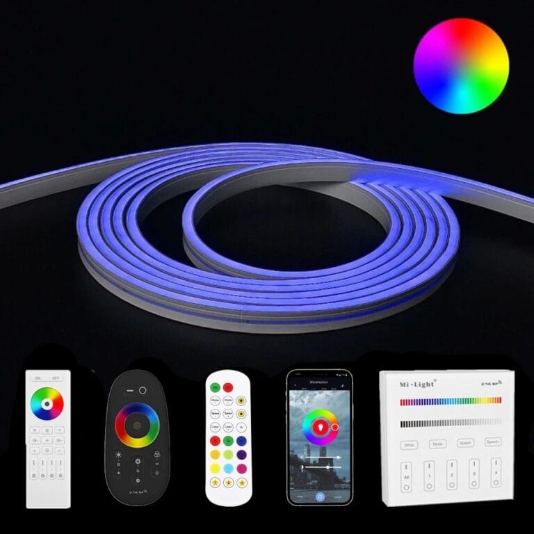 1 meter RGB neon led flex midi recht – complete set neon verlichting