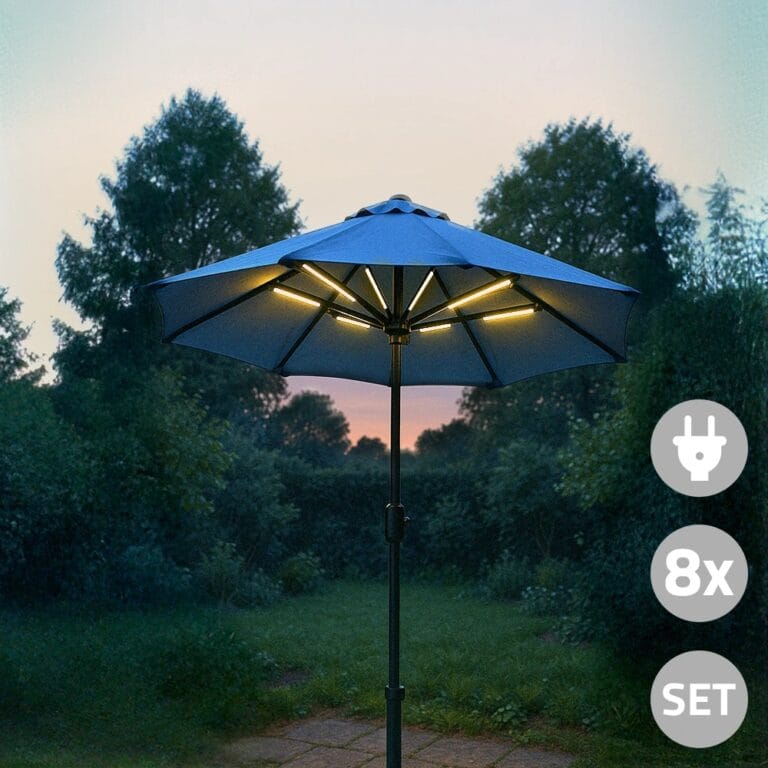Parasolverlichting LED set Warm Wit – 8 lichtlijnen