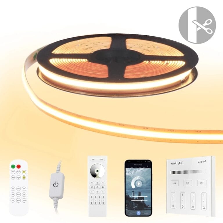 2 meter warm wit led strip cob met 600 leds per meter – complete set