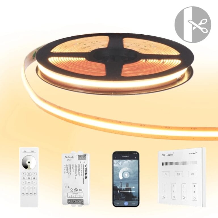 20 meter warm wit led strip cob met 600 leds per meter – complete set