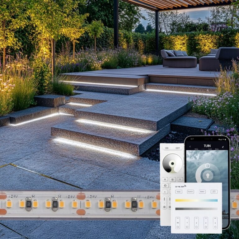 5 meter helder wit led strip voor buiten complete set