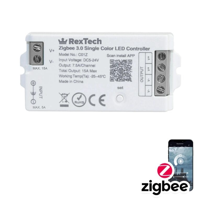 Hue compatible – Losse Zigbee controller – Witte ledstrips bedienen met Philips Hue