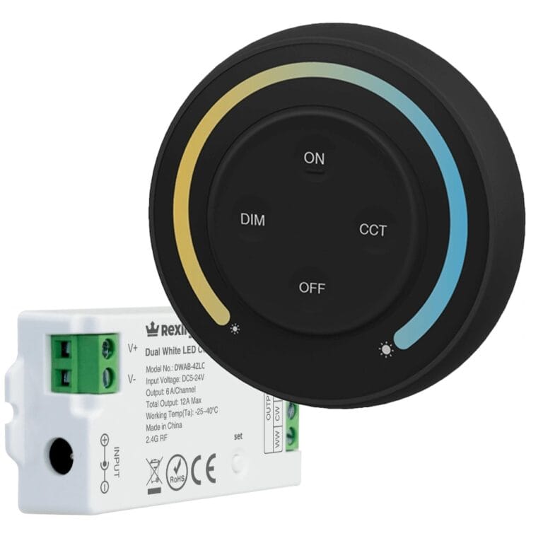 Draadloze touch wanddimmer dual white zwart – compleet