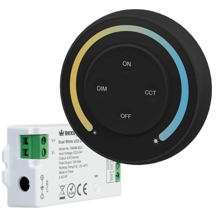 Draadloze touch wanddimmer dual white zwart – compleet