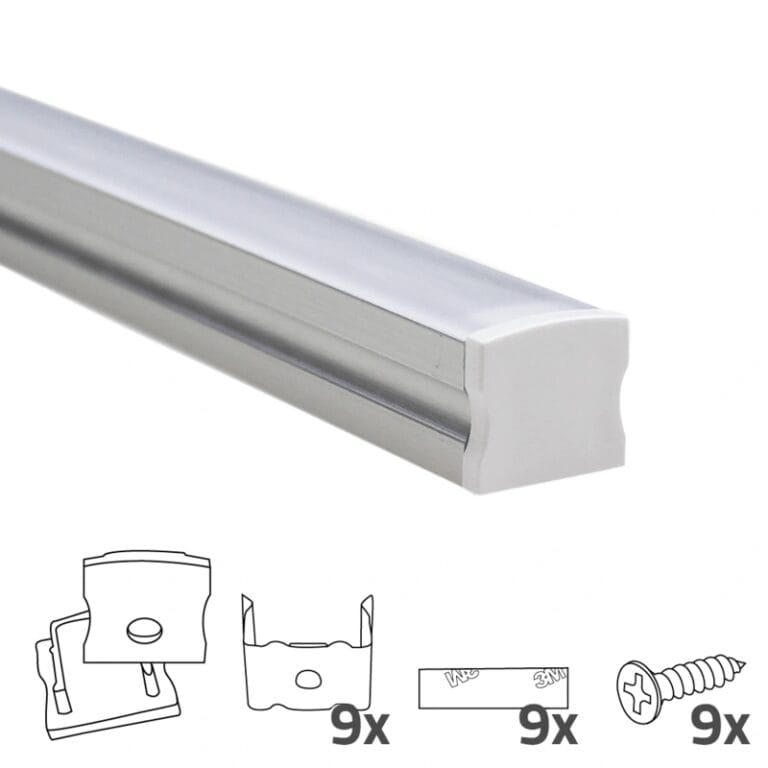 Ledstrip profiel opbouw hoog model – compleet inclusief afdekkap 4 meter 15 mm