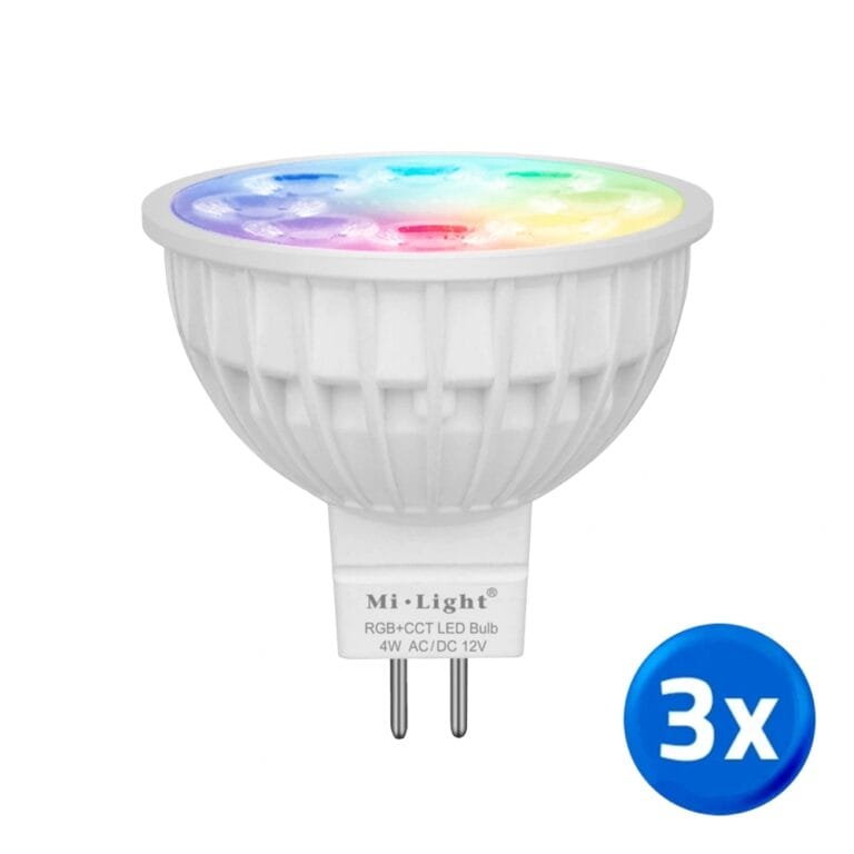 Milight led spot RGBWW 4 watt mr16 fitting 12v – voordeelset van 3 stuks