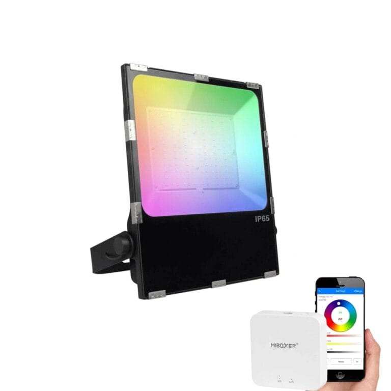 Wifi set met 1 tot 4 RGBWW led schijnwerpers 100 watt ip65