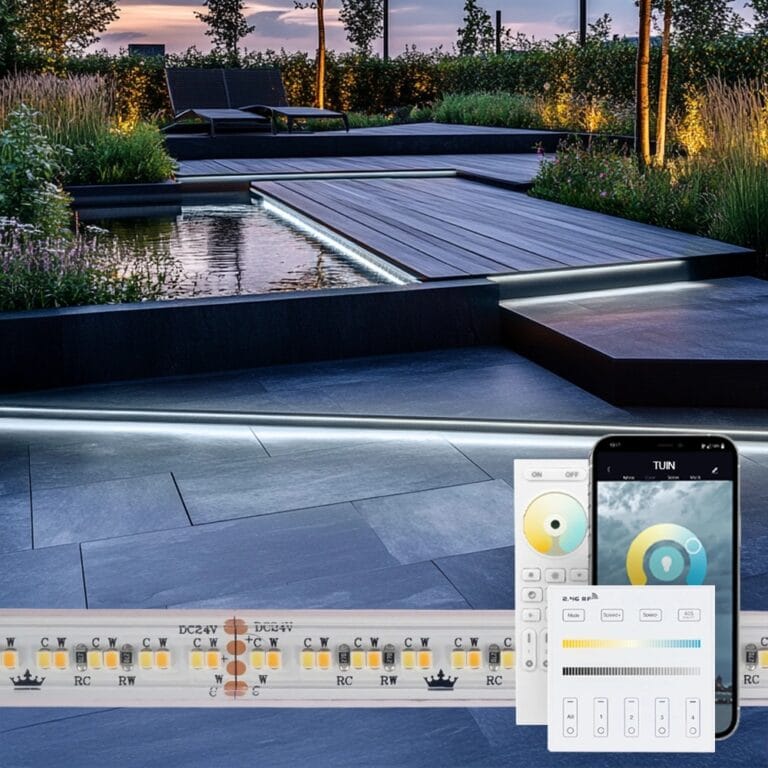 12 meter dual white led strip voor buiten complete set