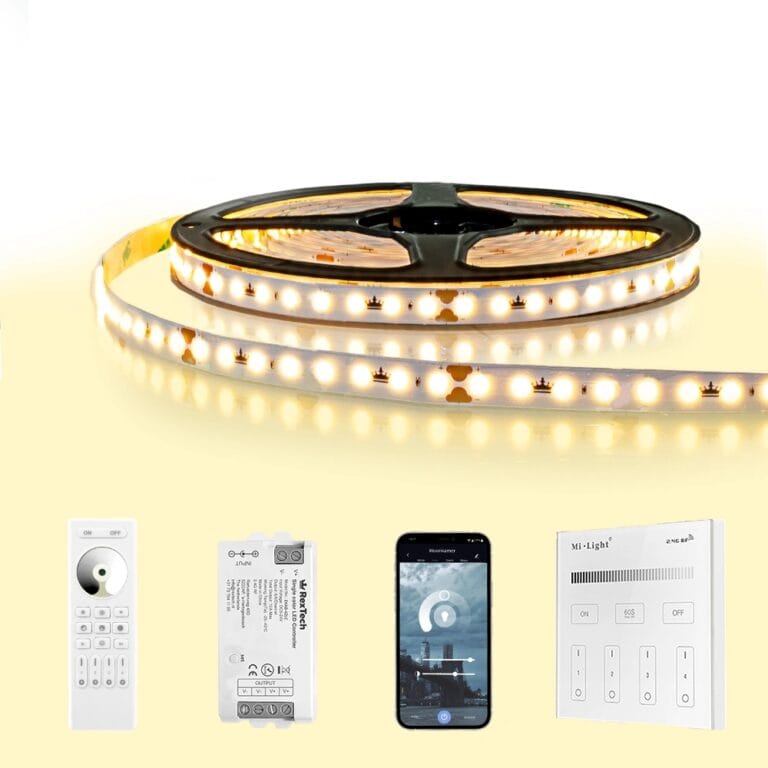 Ledstrip 17 meter warm wit – complete set basic – 128 leds p/m
