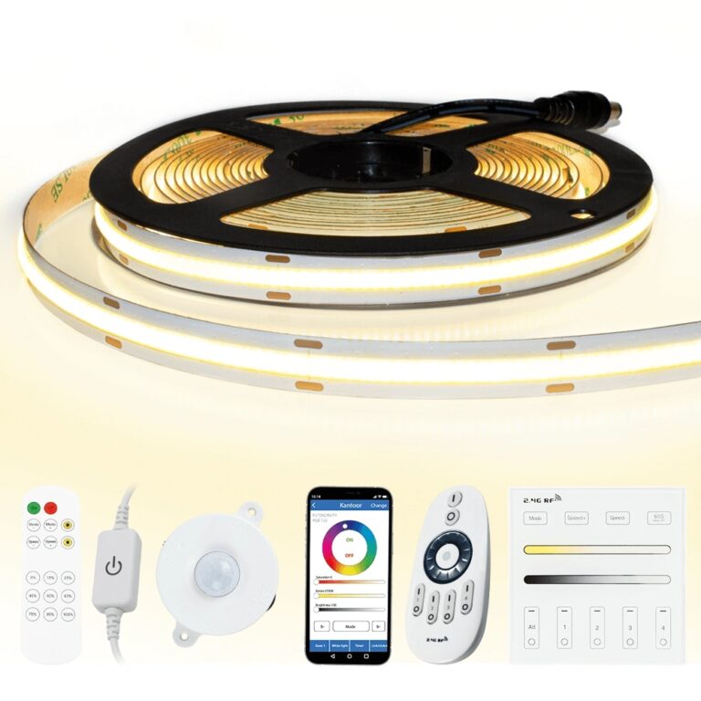 5 meter warm wit led strip cob met 504 leds per meter – complete set