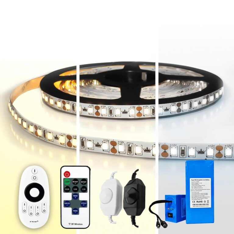 Led strip op batterij warm wit, koud wit of helder wit complete set 1 meter