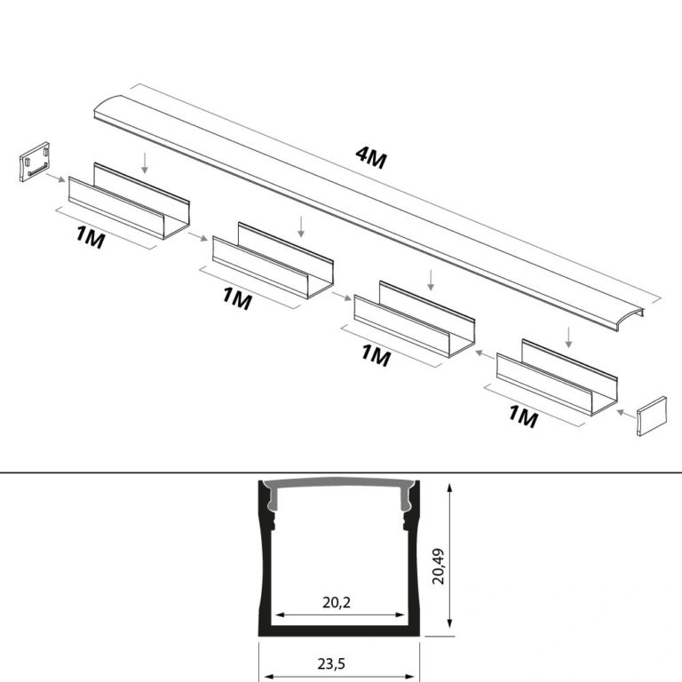 Led strip profiel breed opbouw hoog 4 meter