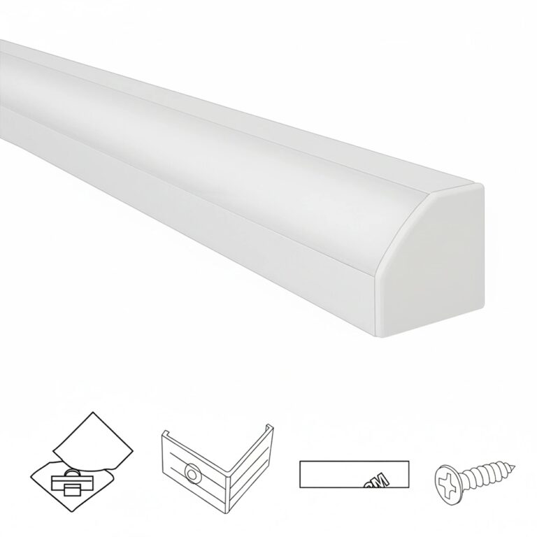 Aluminium ledstrip hoekprofiel wit 4m breed – compleet met afdekkap