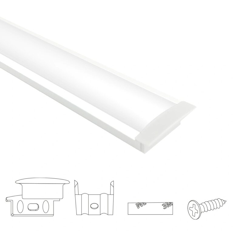 Aluminium ledstrip profiel wit inbouw 4m – breed en laag – compleet met afdekkap