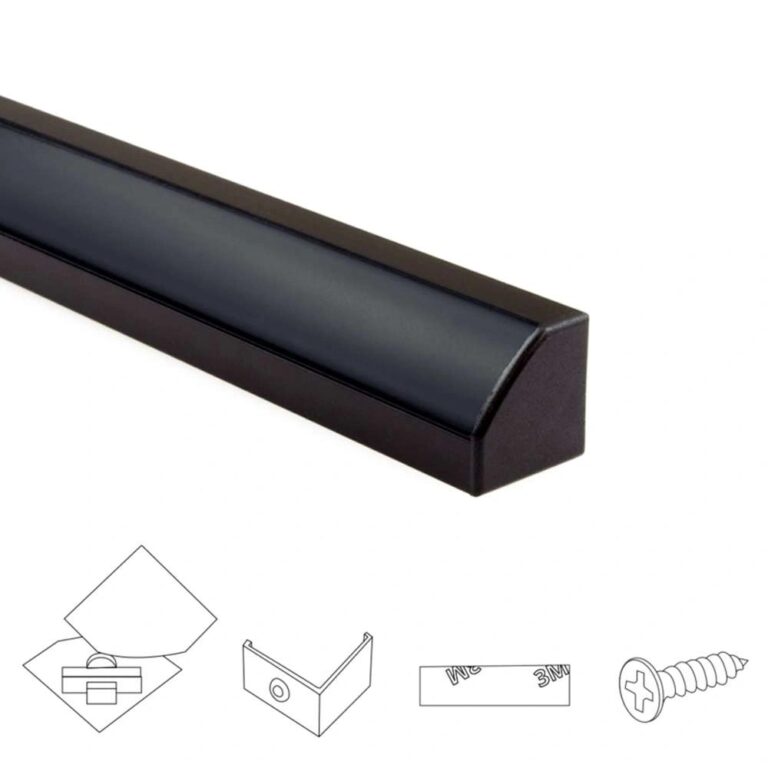 Ledstrip hoekprofiel zwart – slim line – compleet inclusief afdekkap 4 meter