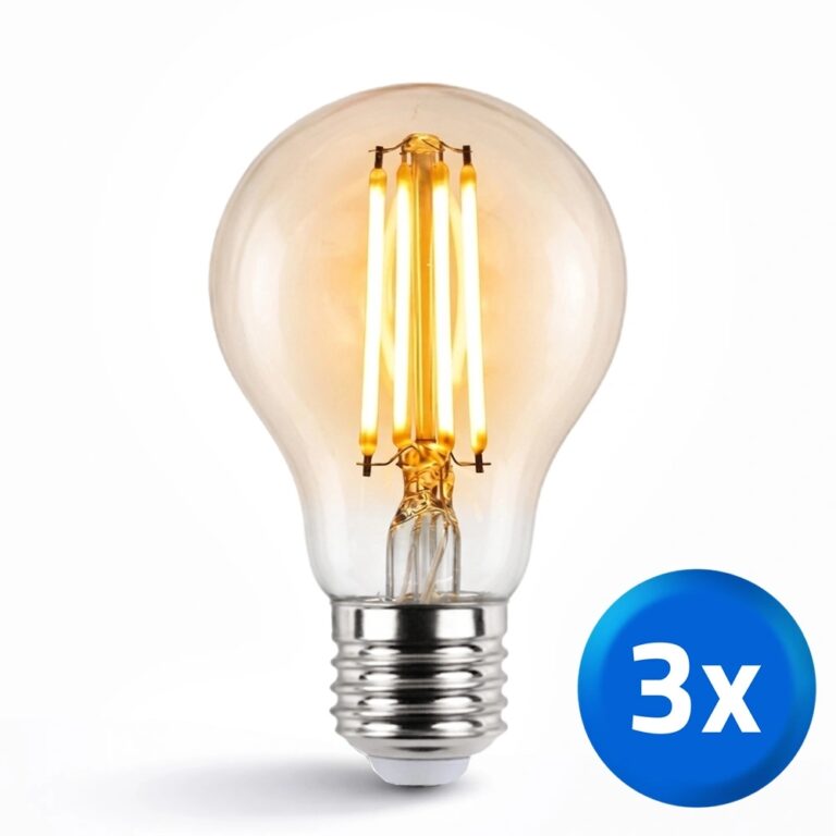 Slimme filament lamp – dual white 7w e27 fitting – a60 model colored – voordeelset van 3