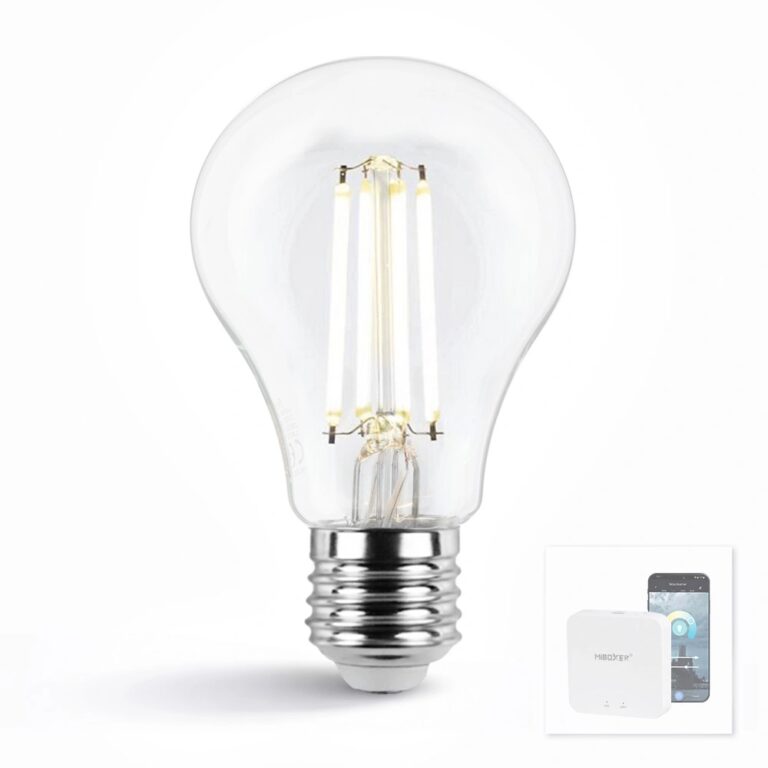 Wifi set met dual white smart filament lamp van milight 7w e27 fitting – a60 model – met wifi module