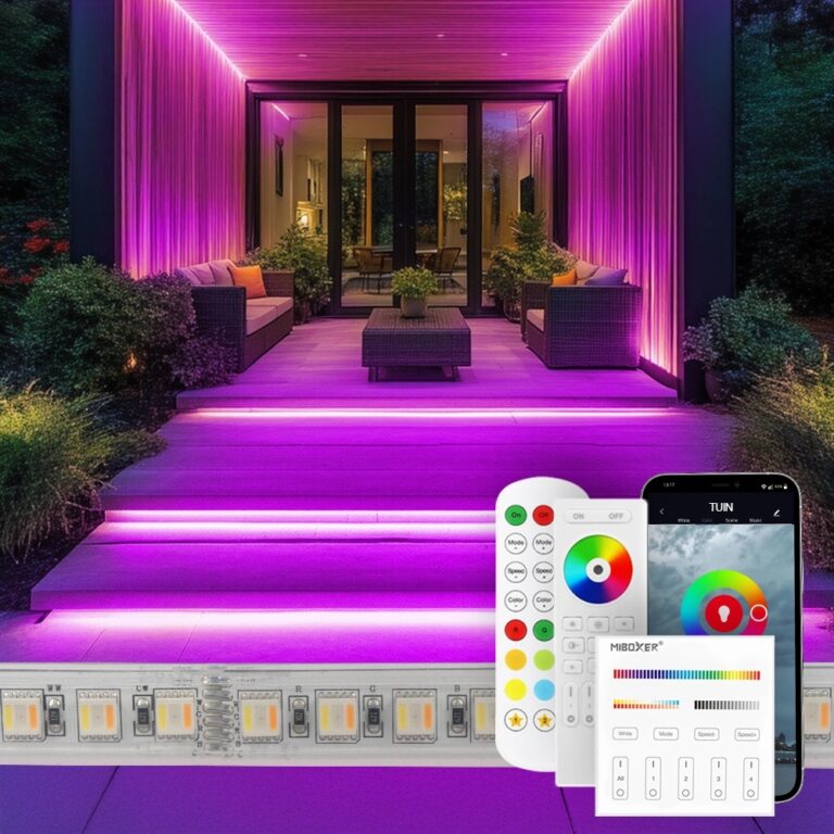 4 meter RGBWW led strip voor buiten complete set