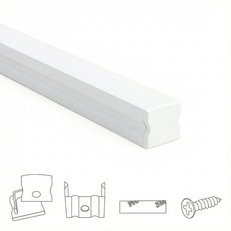 Aluminium ledstrip profiel wit opbouw 1,5m – 15 mm hoog – compleet met afdekkap