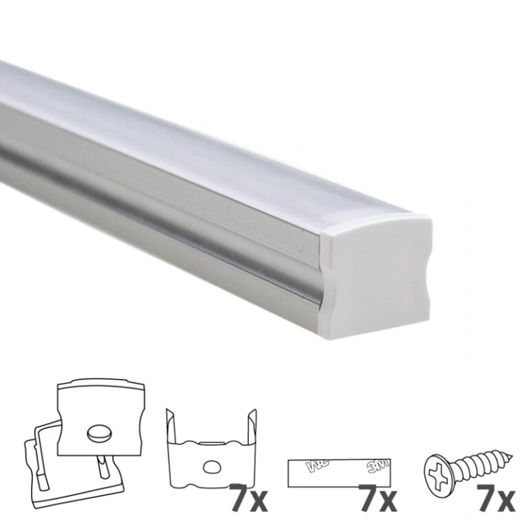 Ledstrip profiel opbouw hoog model – compleet inclusief afdekkap 3 meter 15 mm