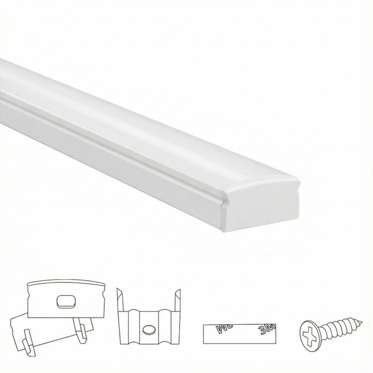 Ledstrip profiel wit opbouw 3m – 7 mm hoog – compleet met afdekkap