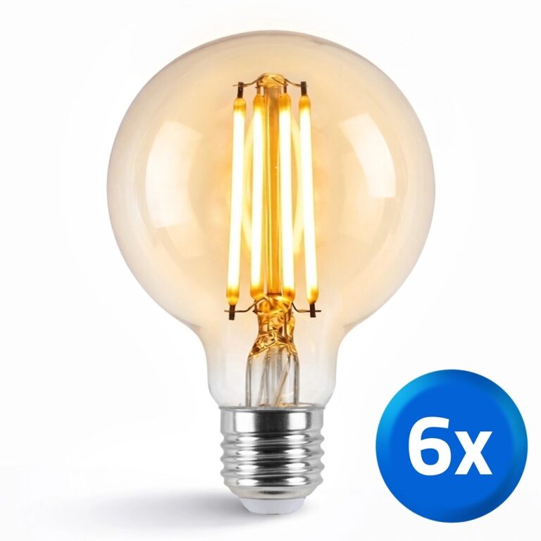 Slimme filament led lamp – dual white 7w e27 fitting – g95 model colored – voordeelset van 6