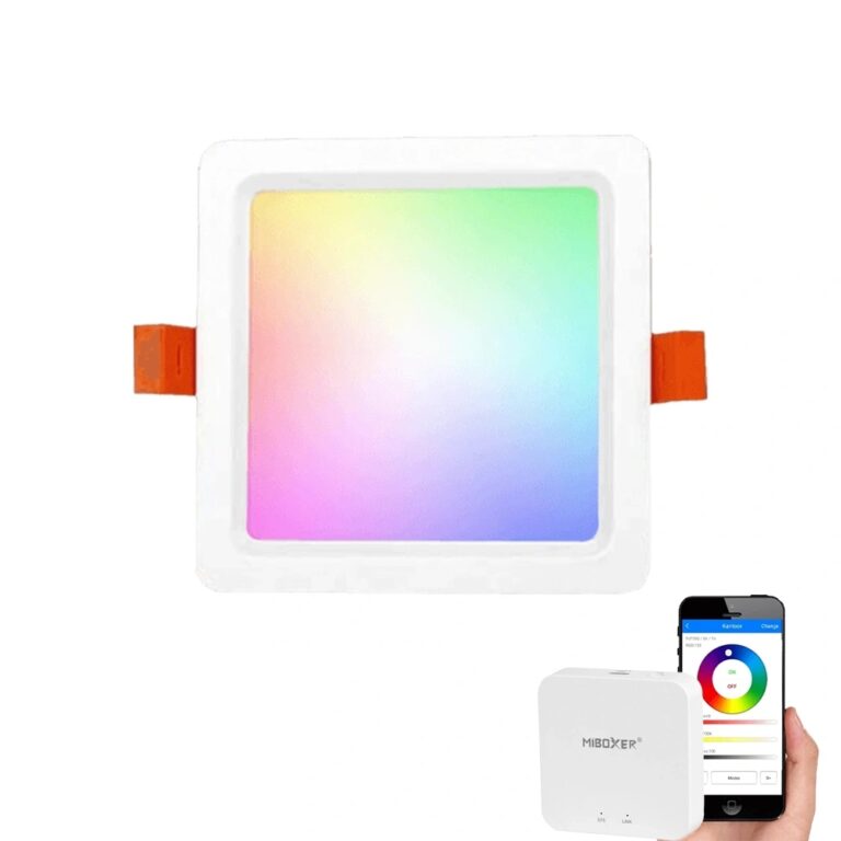 Wifi set met 1 tot 4 RGBWW led vierkante downlights 9 watt
