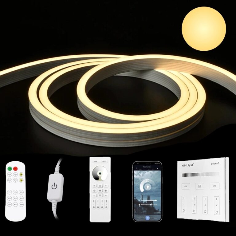 2 meter neon led flex midi recht warm wit – complete set neon verlichting