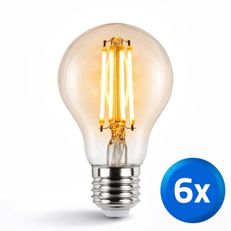 Slimme filament lamp – dual white 7w e27 fitting – a60 model colored – voordeelset van 6