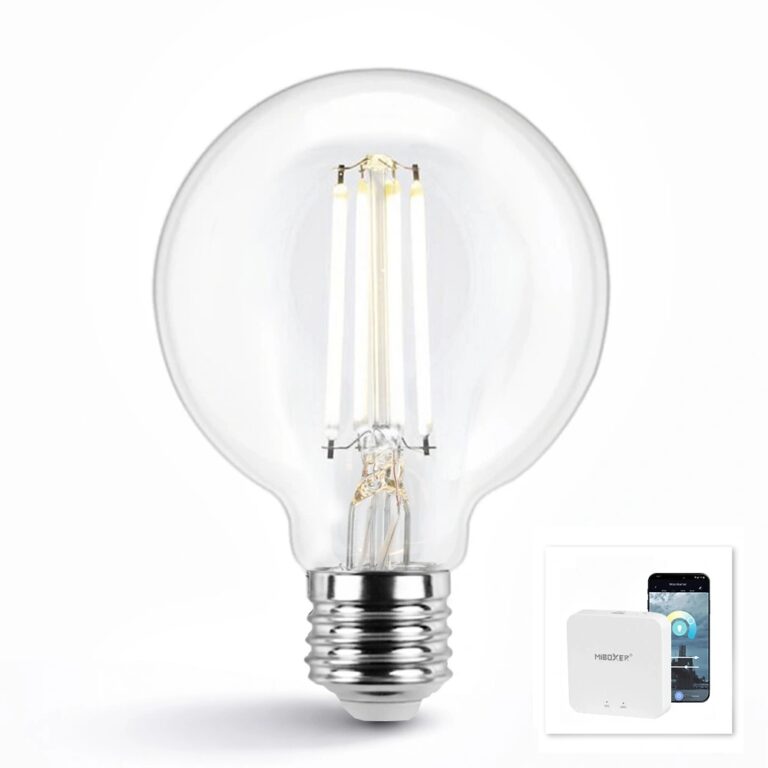 Wifi set met dual white smart filament lamp van milight 7w e27 fitting – g95 model – met milight module
