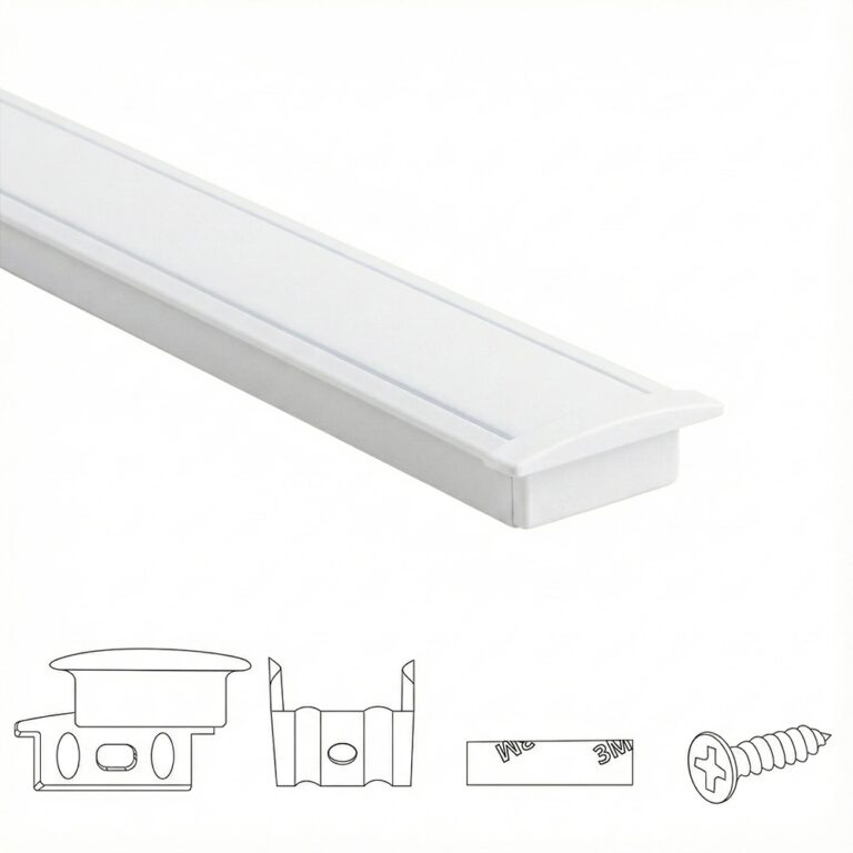 Aluminium ledstrip profiel wit inbouw 3m slim line – 7 mm hoog – compleet met afdekkap