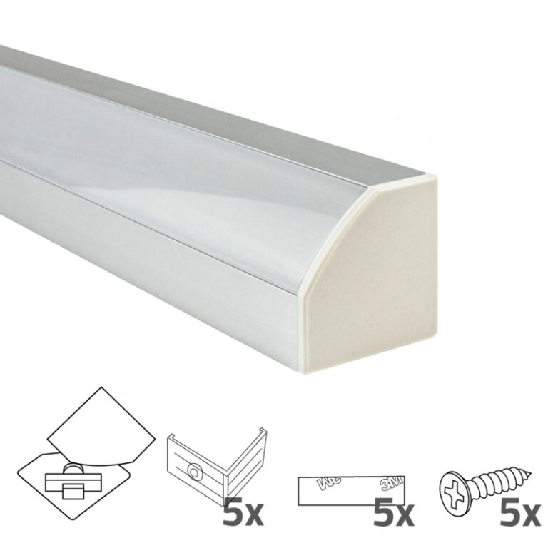 Ledstrip profiel hoek basic line – compleet inclusief afdekkap 2 meter