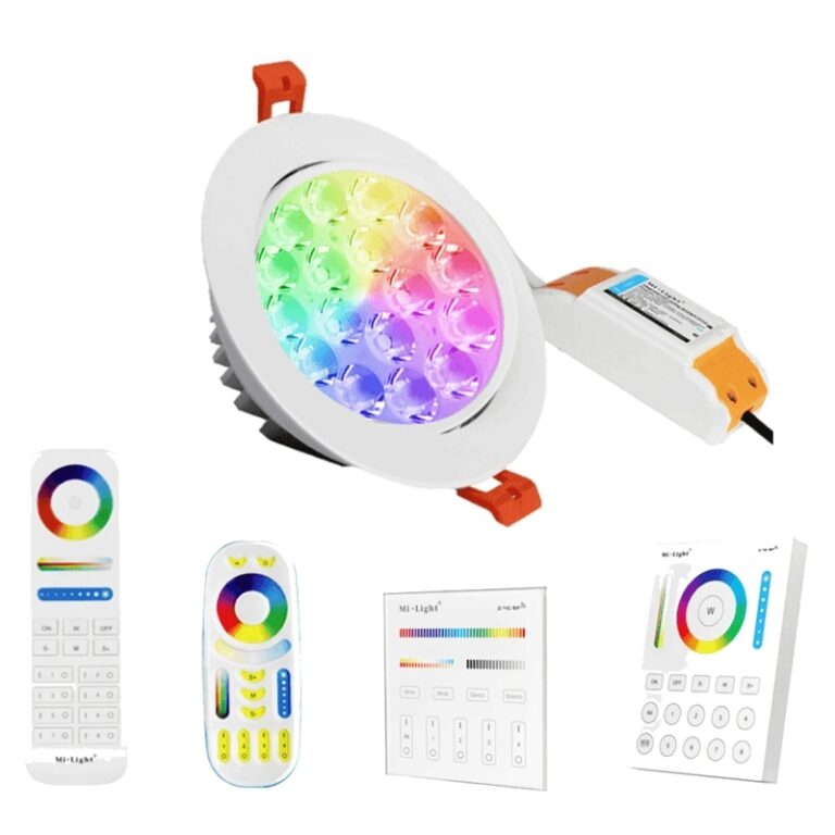 RGBWW complete set met 1-4 led inbouwspots 9 watt – met bediening