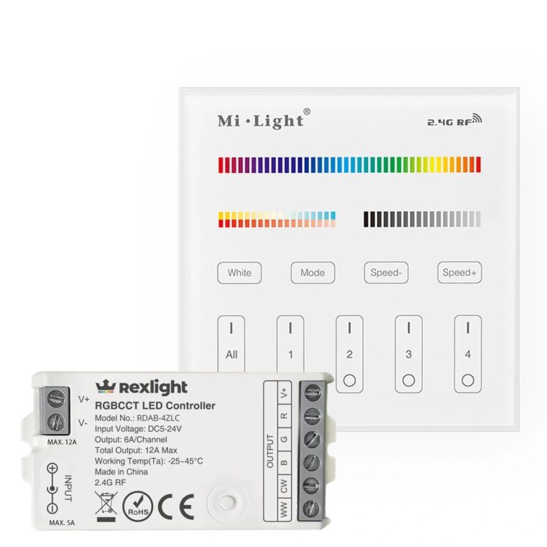 Milight touch wandpaneel 230v & 4-zone controller voor RGBWW led strips – complete set