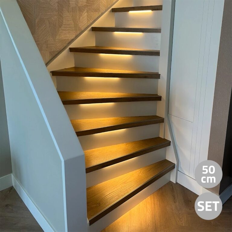 Trapverlichting cob led strip warm wit complete set 50 cm