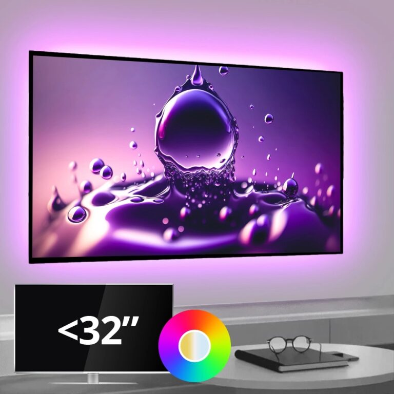 Tv backlight set met 4 RGBWW ledstrips voor tv’s