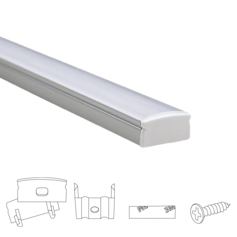 Aluminium ledstrip profiel opbouw 4m – 7 mm hoog – compleet met afdekkap