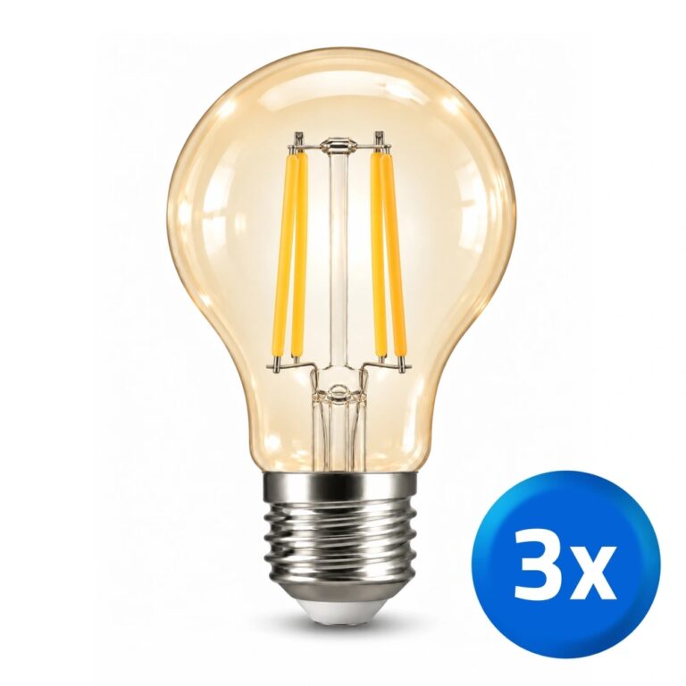 Slimme filament zigbee led lamp – dual white 7w e27 fitting – a60 model colored – voordeelset 3 stuks